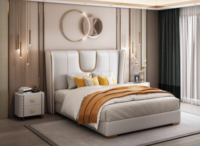 Double Hotel Beds Bedroom Bed Upholstery Design Luxury Furniture Metal
